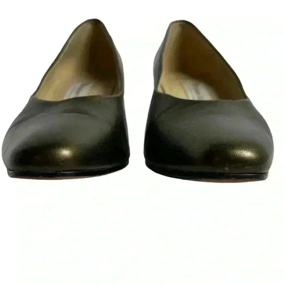 Etienne Aigner Women's Vintage Metallic Green Brown Leather Pumps Size 9 - Picture 4 of 14